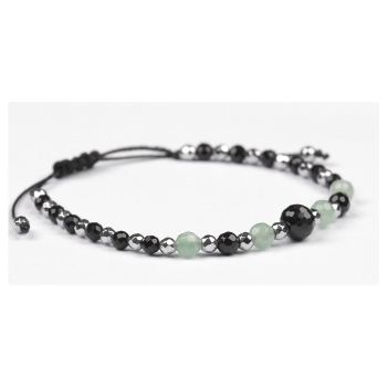 Bransoletka celebrytka czarny TURMALIN AWENTURYN HEMATYT ochrona szczęście